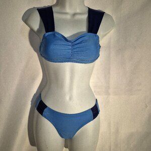 CROMER bikini swimsuit, Two-tone blue padded bust, in size medium